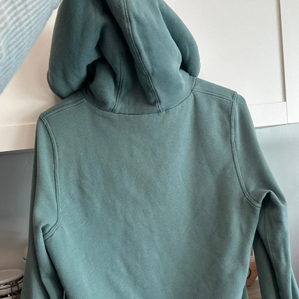 VTG Y2K Abercrombie Sherpa Lined Hoodie Full‎ Zip Teal Spellout Women's M Rare - Picture 8 of 11